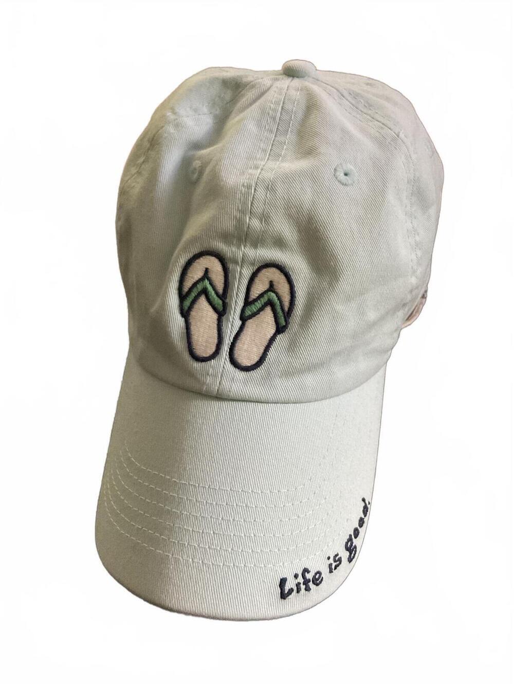 Life Is Good Light Blue Cotton Baseball Cap Flip-Flop Embroidered Adjustable